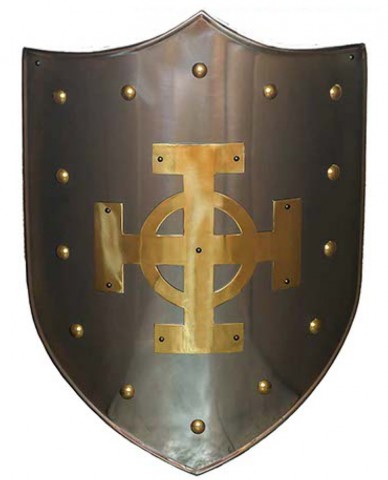 ESCUDO MEDIEVAL CRUZ CELTA LATÓN